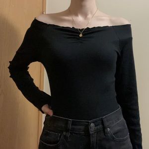 Wild Fable Black Off The Shoulder Long Sleeve Top